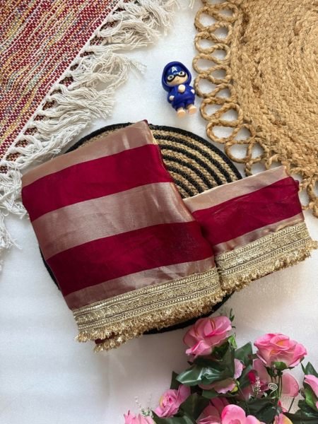 Modish Rani Pink Fandy Satin Silk Saree with Unstitched Blouse at Wholesal Rate Silk Sarees Wholesale