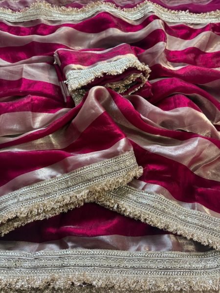 Modish Rani Pink Fandy Satin Silk Saree with Unstitched Blouse at Wholesal Rate Silk Sarees Wholesale