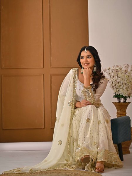 Modish Ready To Wear Fox Georgette Sharara Palazzo Set with Sequence Embroidery Dupatta Ready To Wear Collection