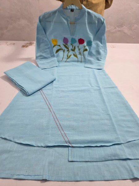 Modish Sky Blue New Arrival Cotton Slub Set for Women Summer Collection CO ORD Sets