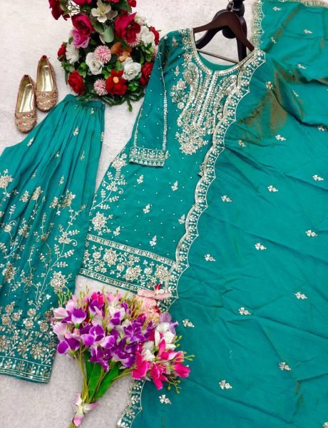 Modish Teal Green Traditional Pakistani Style Sharara Set for Weddings Ready To Wear Collection