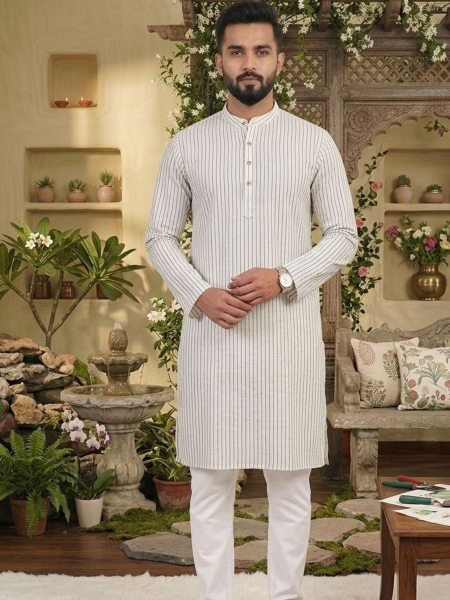 Modish White Pure Cotton Kurta for Men in Trendy Colors at Wholesale Rate Mens Wear