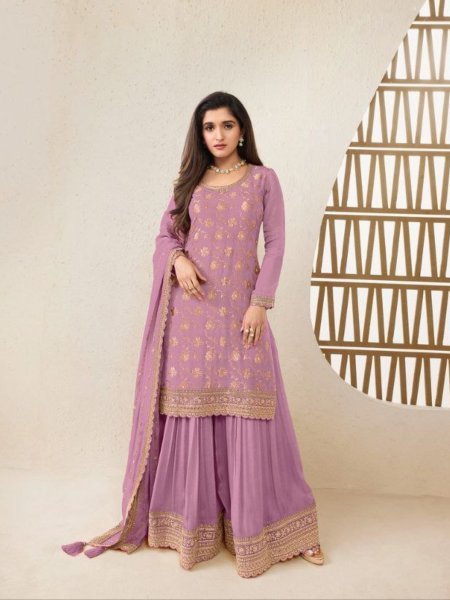  Moonlit Lavender Silk Suit Embroidered Palazzo Set for Elegant Evenings Vinay Fashion 