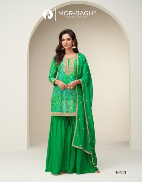 Mor Bagh Kimaya Chinon Silk Suits by Aashirwad Ready to Wear for Export Designer Plazzo Salwar Suits Wholesale