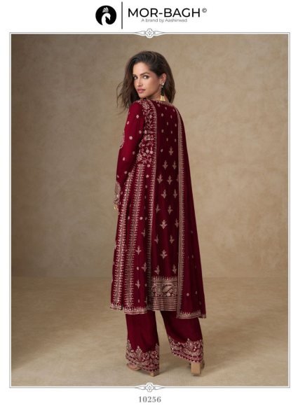 Mor Bagh Muskan Chinon Silk Embroidered Suits Aashirwad Original Collection Designer Plazzo Salwar Suits Wholesale