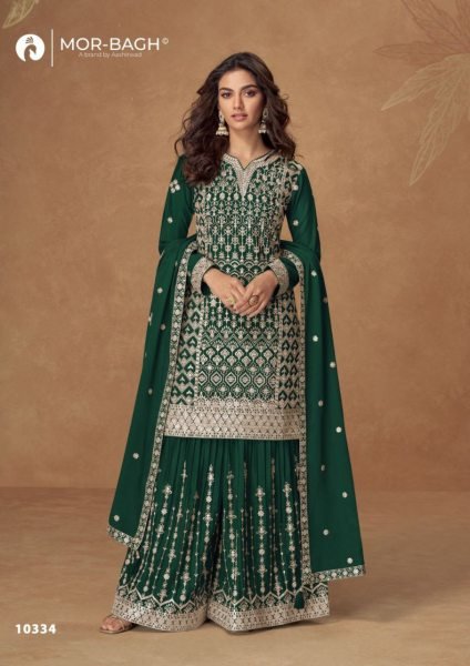Mor Bagh Pakiza Chinon Silk Embroidered Readymade Suit at Exporter Rate Designer Plazzo Salwar Suits Wholesale