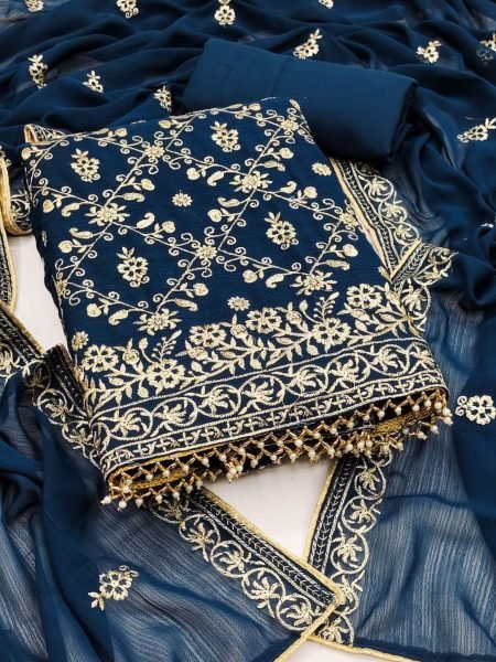 Morpeach Georgette Multi Sequence Work Semi-Stitched Suit with Dupatta Festive Collection Dress Material 