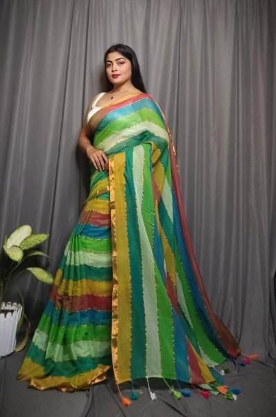 Most-Loved Mull Cotton Rainbow Saree Daily & Festive Wear Cotton Sarees Wholesale