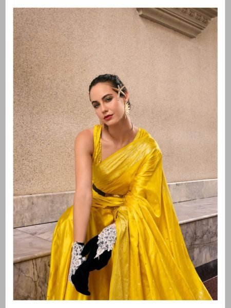 Most Popular Styles Yellow Color Sattin Mungha Silk Saree Collection By Royal Export  Designer Wedding Sarees Wholesale