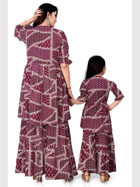Mother Daughter Designed Beautiful Printed Co ord Set Combo Mom-Doughter Collection