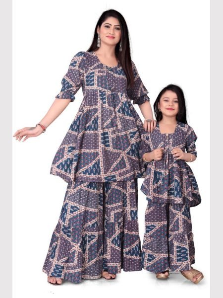 Mother Daughter Designed Beautiful Printed Co ord Set Combo Mom-Doughter Collection