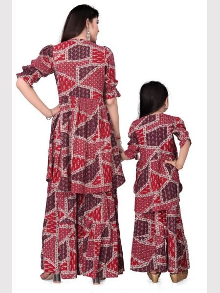 Mother Daughter Designed Beautiful Printed Co ord Set Combo Mom-Doughter Collection