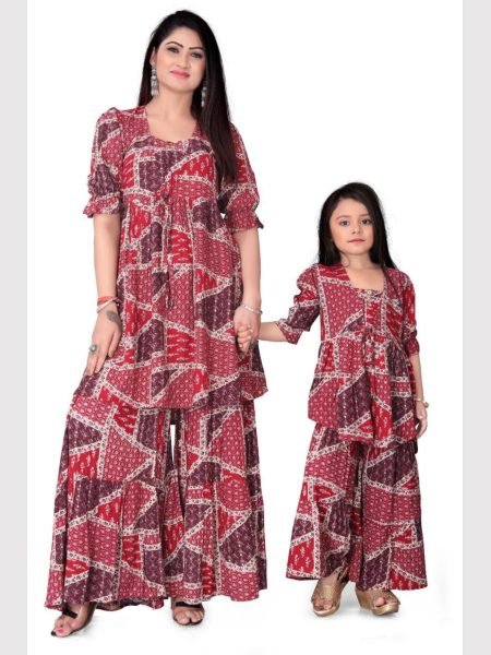 Mother Daughter Designed Beautiful Printed Co ord Set Combo Mom-Doughter Collection