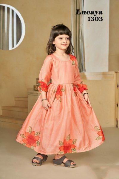 Mother Daughter Set Printed Kota Cotton Premium Flair Dresses Look Mom-Doughter Collection