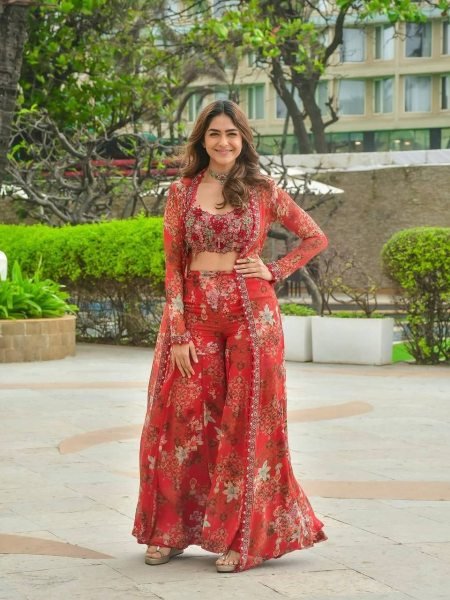 Mrunal Thakur Style Floral Koti Sharara Set Ready to Wear Ready To Wear Collection