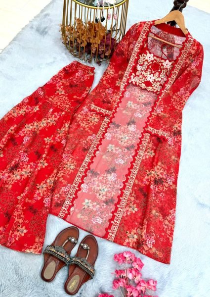 Mrunal Thakur Style Floral Koti Sharara Set Ready to Wear Ready To Wear Collection
