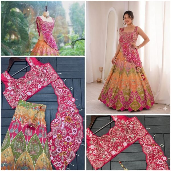 Multi Color  Coding Work Lehenga Choli with Shrug at Manufacturer Rate Bridal Lehenga Choli