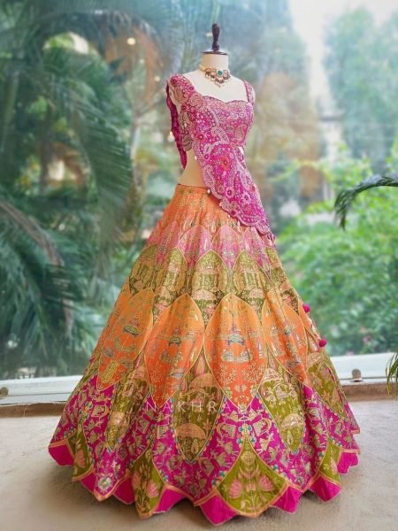 Multi Color  Coding Work Lehenga Choli with Shrug at Manufacturer Rate Bridal Lehenga Choli