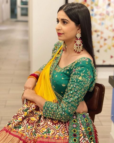 Kinjal Dave Style Butter Silk Lehenga Choli with Mirror Work Navratri Garba Special Navratri Lehnega Choli