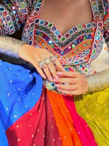Multi Color Designer Printed Muslin Cotton Lehenga Choli with Real Mirror Work Blouse Navratri Lehnega Choli