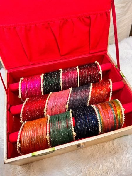 Multi Color Double Line Jelly Bangles Set with Diamond Kashmiri Bangles Fashion Accessories Wholesale