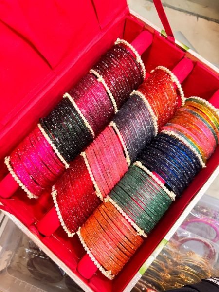 Multi Color Double Line Jelly Bangles Set with Diamond Kashmiri Bangles Fashion Accessories Wholesale
