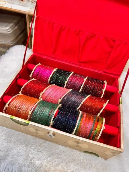 Multi Color Double Line Jelly Bangles Set with Diamond Kashmiri Bangles Fashion Accessories Wholesale