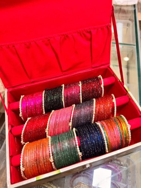 Multi Color Double Line Jelly Bangles Set with Diamond Kashmiri Bangles Fashion Accessories Wholesale