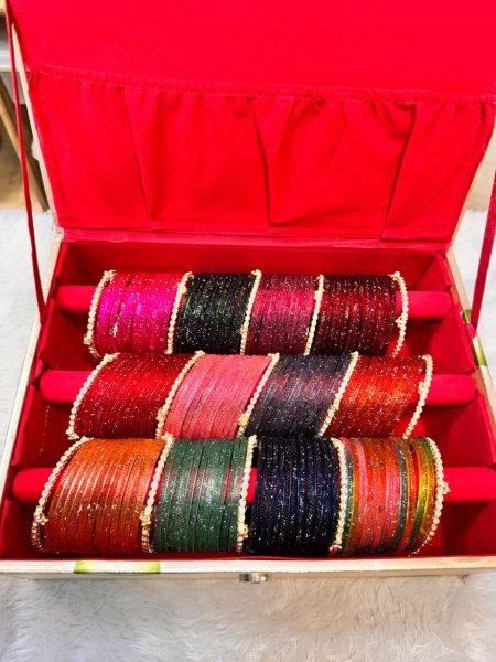 Multi Color Double Line Jelly Bangles Set with Diamond Kashmiri Bangles Fashion Accessories Wholesale