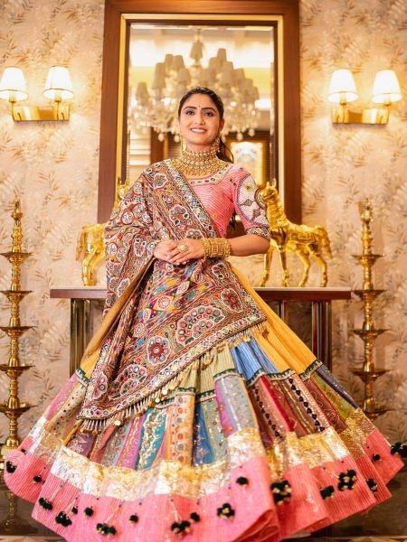 Multi Color Festive Wear Muslin Cotton Chaniya Choli with Mirror Work Dupatta  Lehenga