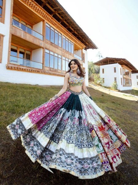 Multi Color Heavy Muslin Cotton Lehenga Choli with Real Mirror Work and Designer Dupatta  Lehenga