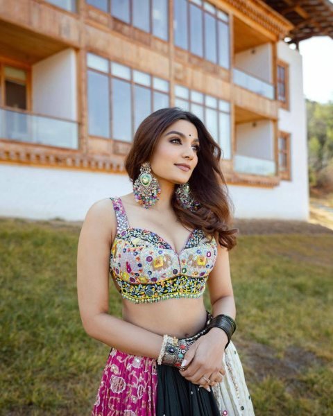 Multi Color Heavy Muslin Cotton Lehenga Choli with Real Mirror Work and Designer Dupatta Navratri Lehnega Choli