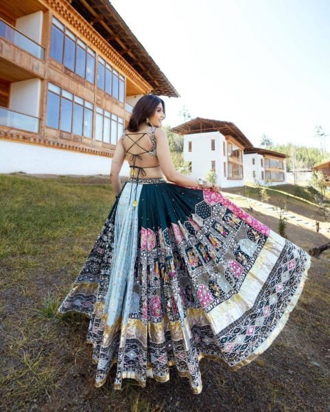 Multi Color Heavy Muslin Cotton Lehenga Choli with Real Mirror Work and Designer Dupatta Navratri Lehnega Choli