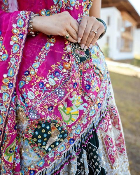 Multi Color Heavy Muslin Cotton Lehenga Choli with Real Mirror Work and Designer Dupatta Navratri Lehnega Choli