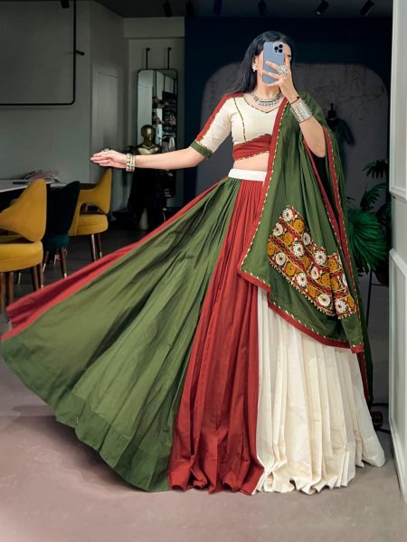 Multi Color Navratri Special 8 Meter Flair Pure Cotton Lehenga Choli Set at Wholesale  Navratri Lehnega Choli