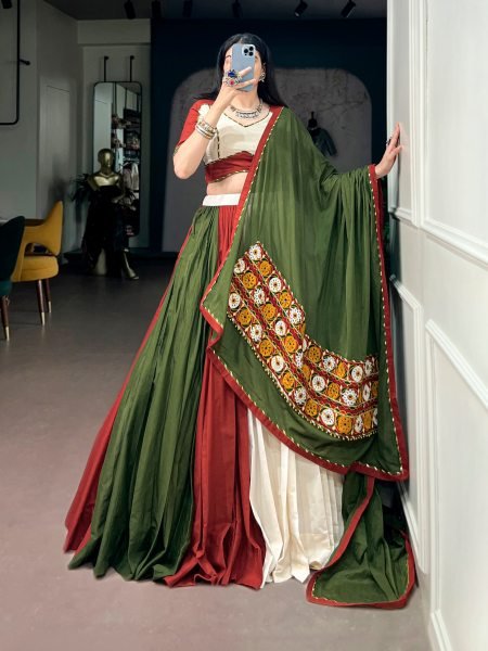 Multi Color Navratri Special 8 Meter Flair Pure Cotton Lehenga Choli Set at Wholesale  Navratri Lehnega Choli