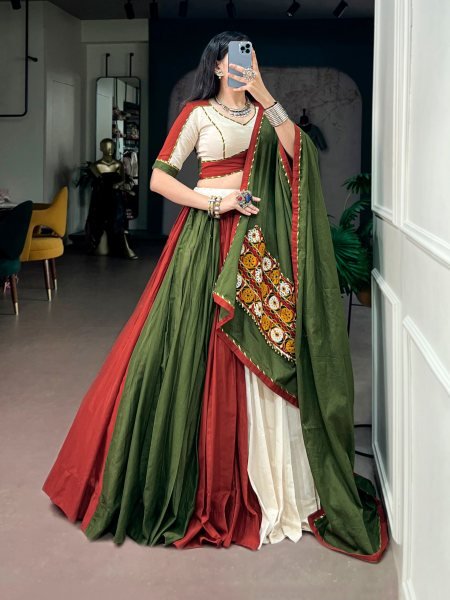Multi Color Navratri Special 8 Meter Flair Pure Cotton Lehenga Choli Set at Wholesale  Navratri Lehnega Choli