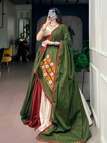 Multi Color Navratri Special 8 Meter Flair Pure Cotton Lehenga Choli Set at Wholesale  Navratri Lehnega Choli