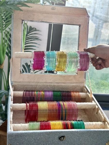Multi color Premium Glass Bangles Combo with Silver Gold Finish Fashion Accessories Wholesale