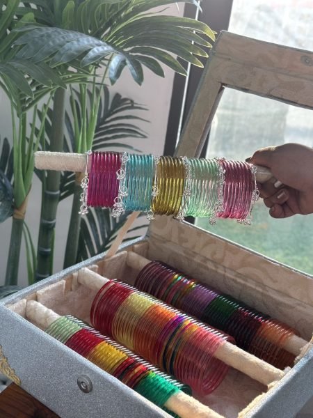 Multi color Premium Glass Bangles Combo with Silver Gold Finish Fashion Accessories Wholesale