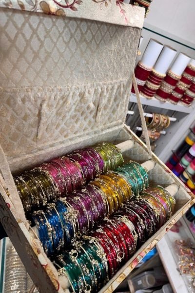 Multi Color Premium Pearl Diamond Kashmiri Bangles Set with Organizer Box Fashion Accessories Wholesale