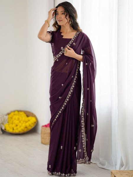 Multi Color Soft Star Georgette Silk Saree with Moti and Embroidery Work for Party Special Georgette Sarees Wholesale