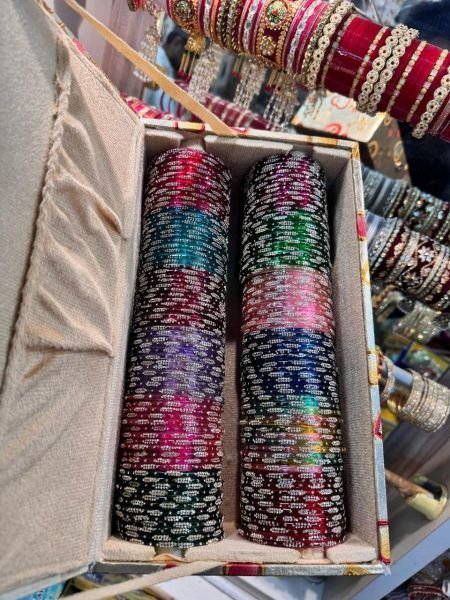 Multi Premium Glass Bangles Combo Box with Organizer 12 Colors 12 Dozen Fashion Accessories Wholesale