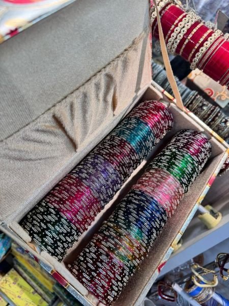 Multi Premium Glass Bangles Combo Box with Organizer 12 Colors 12 Dozen Fashion Accessories Wholesale