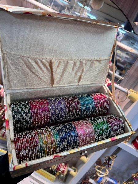 Multi Premium Glass Bangles Combo Box with Organizer 12 Colors 12 Dozen Fashion Accessories Wholesale