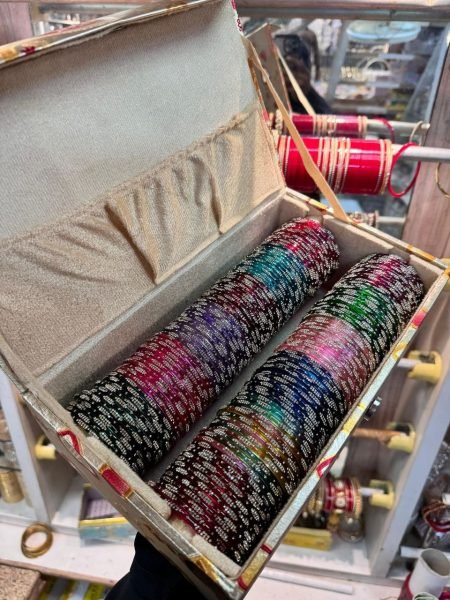 Multi Premium Glass Bangles Combo Box with Organizer 12 Colors 12 Dozen Fashion Accessories Wholesale