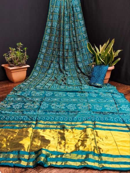  Multicolor Bandhej Tafeta Saree with Rich Pallu Trending Party Wear Collection Bandhej Sarees Wholesale