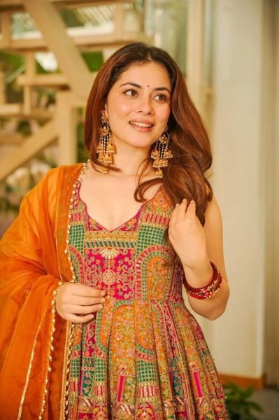 Multicolor Combination Standard Quality Jimmy Organza Silk Digital Printed Anarkali Gown with Dupatta  Ready To Wear Collection