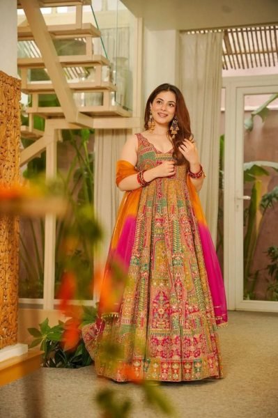 Multicolor Combination Standard Quality Jimmy Organza Silk Digital Printed Anarkali Gown with Dupatta  Ready To Wear Collection