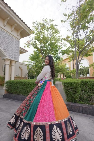 Multicolor Cotton Printed Lehenga Choli with Kutchi Gamthi Blouse at Wholesale Navratri Lehnega Choli